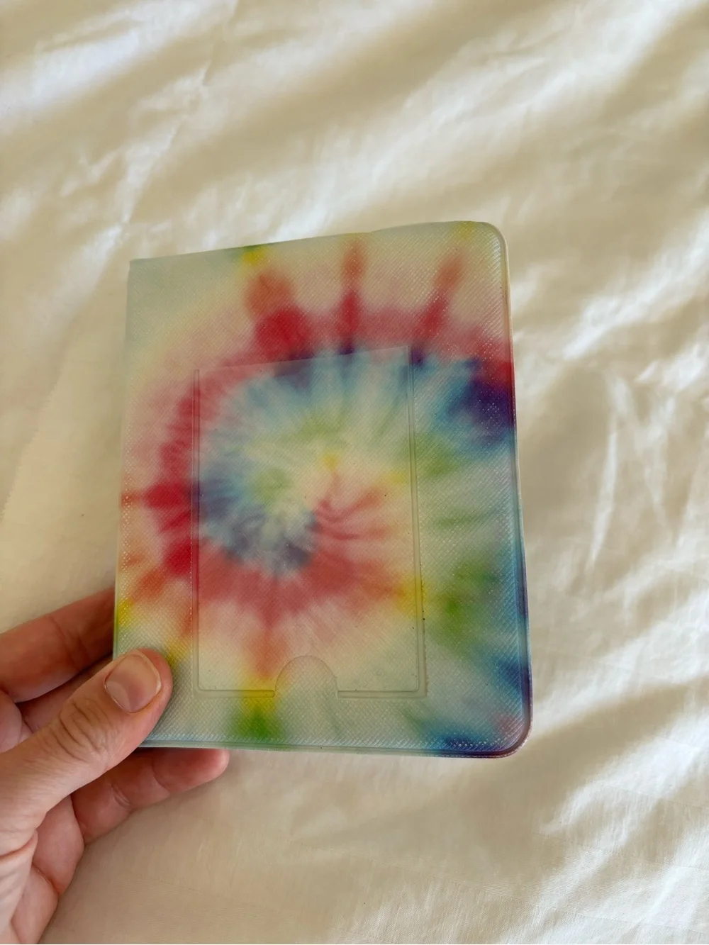 Fujifilm Instax Mini tie-dye photo album textured, multicolored spiral pattern